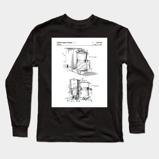 Coffee Maker Patent - Coffee Lover Kitchen Cafe Decor Art - White Long Sleeve T-Shirt